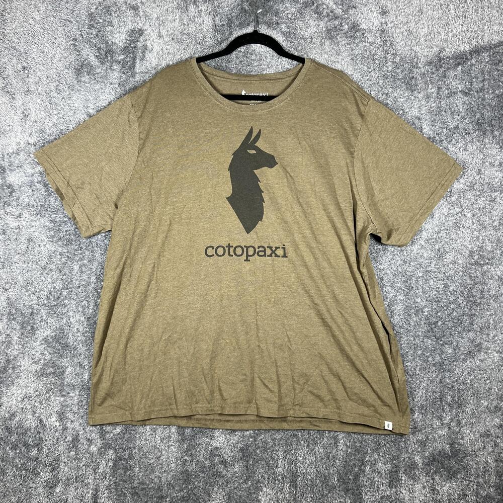 Cotopaxi Shirt Mens 2XL Brown Logo Graphic Crew Neck Cotton Polyester Tagless